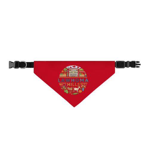 Clip-On Pet Bandana — Red 'Lawhoma Hills' Retro Camper Design
