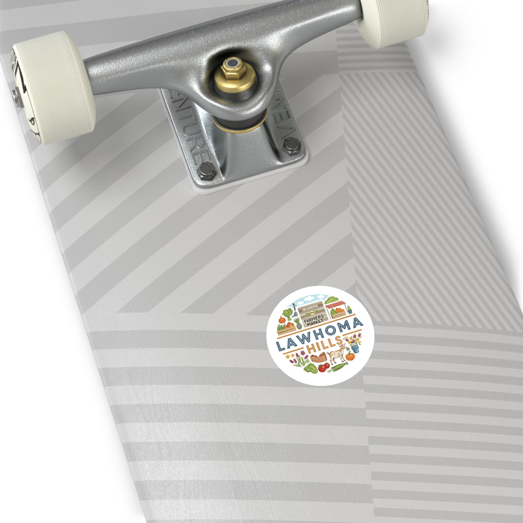 Lawhoma Hills Farmers Market Round Sticker — Indoor/Outdoor Vinyl