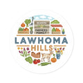 Lawhoma Hills Farmers Market Round Sticker — Indoor/Outdoor Vinyl
